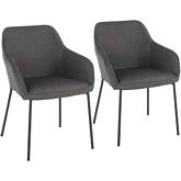 Daniella Dining Chair in Charcoal Fabric & Black Metal (Set of 2)